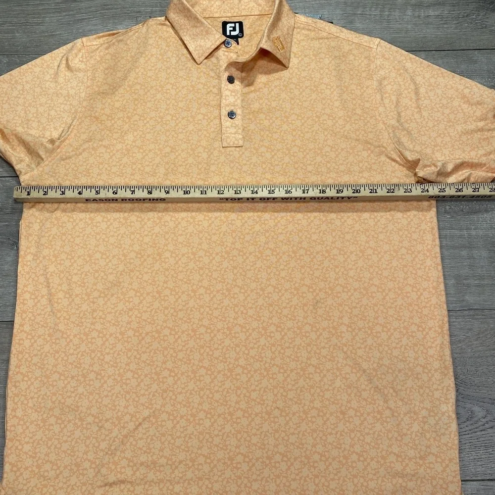 FootJoy Polo Shirt Tour Patch Collar Floral Men L Golf Cramer Performance Floral